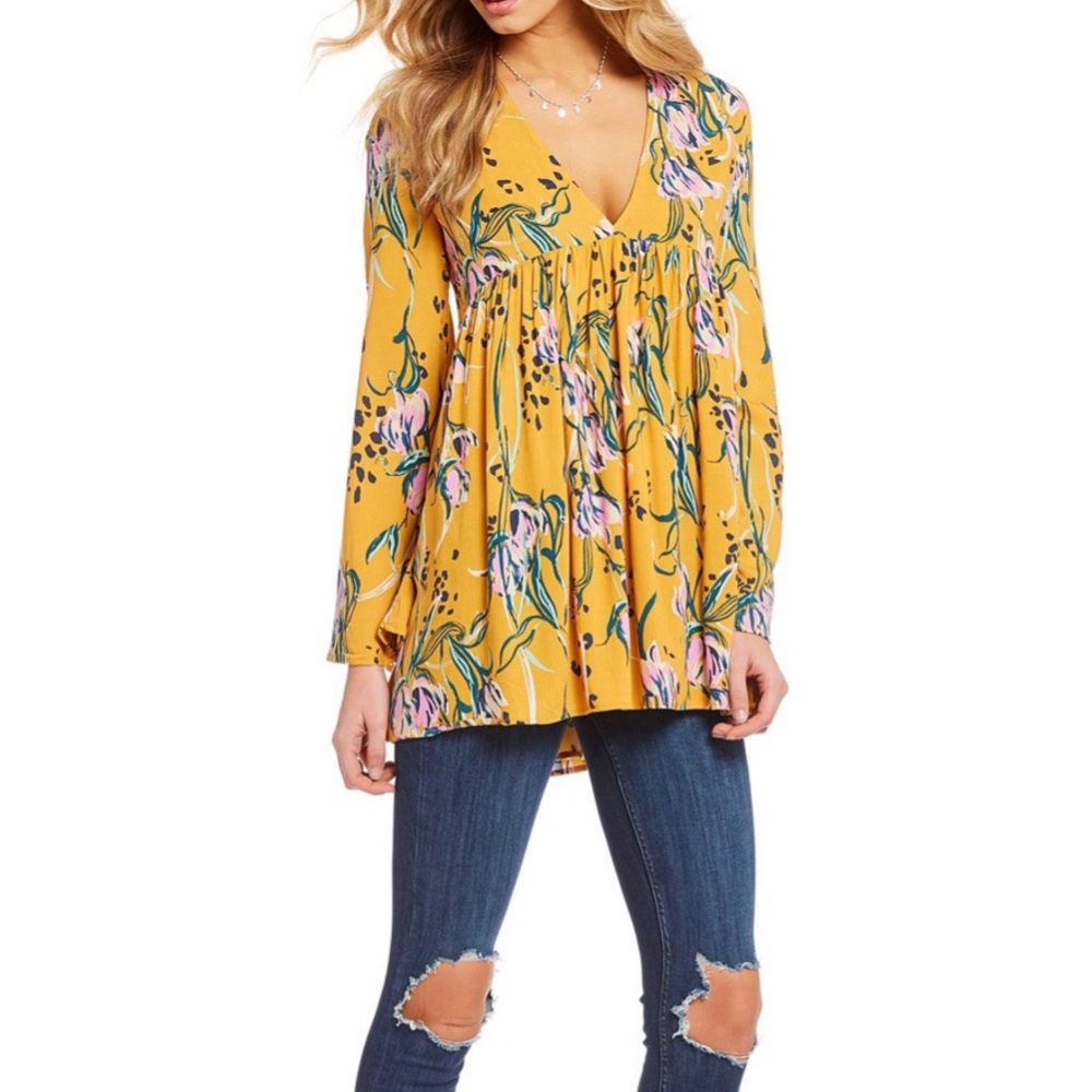 Free People Bella Bell Sleeve V-Neck Tunic Top